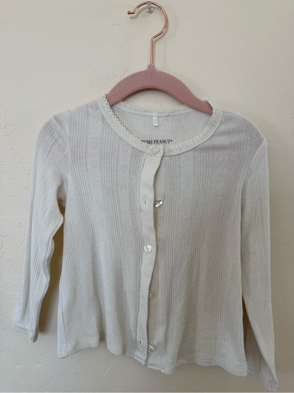 Posh Peanut Cream Knit Button-Down Cardigan (2T)